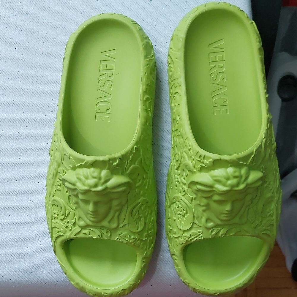 Versace Women's Green Slide Sandals